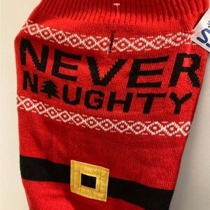 Red 'Never Naughty' Dog Christmas Sweater Pet Apparel by Ross